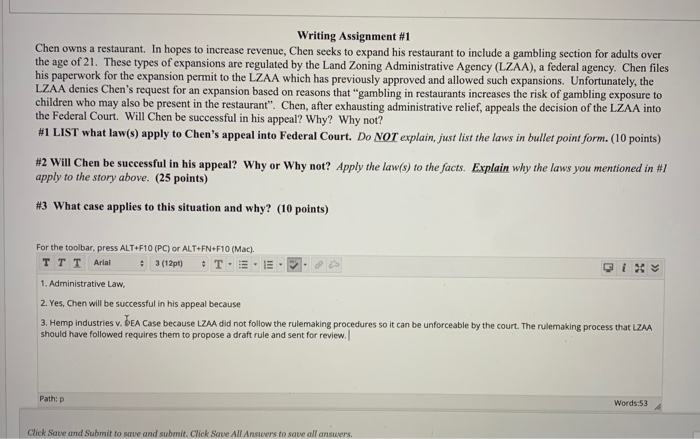 this is a writing assignment for BULE 303. All