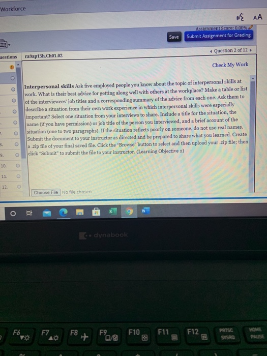 Workforce n AA Assiinment Score: 0.00% Submit