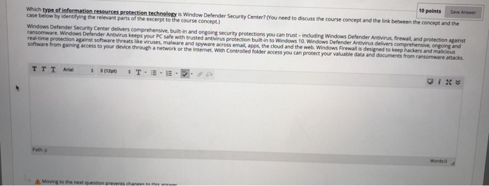 10 points Save Answer Which type of information