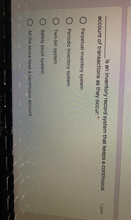 is an inventory record system that keeps a