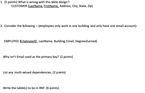 1. (5 points) What is wrong with this table