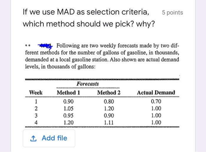 please answer it fast 5 points If we use MAD as