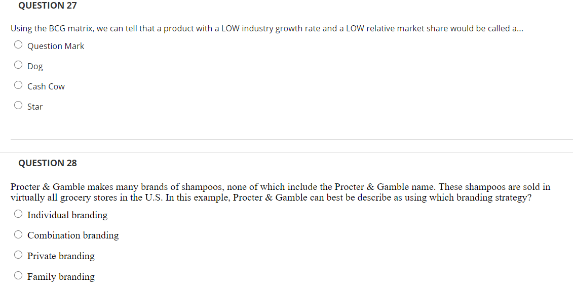 Marketing Question QUESTION 27 Using the BCG
