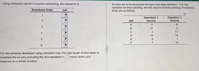Using Johnson's rule for 2 machine scheduling,