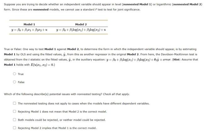 Suppose you are trying to decide whether an