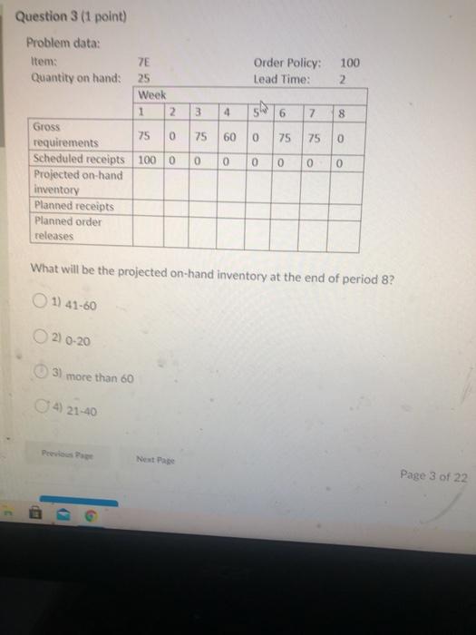 Order Policy: Lead Time: 100 2 2 4 5 6 7 8