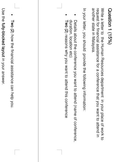 Question 1 (15%) Write a letter to the Human