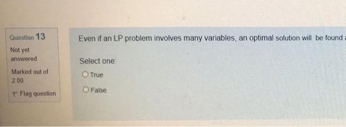Qio 13 Even it on LP problems involves many