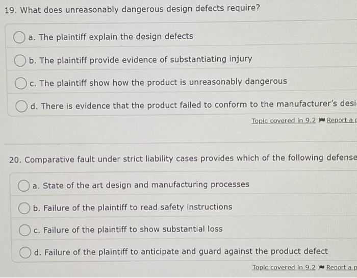 19. What does unreasonably dangerous design