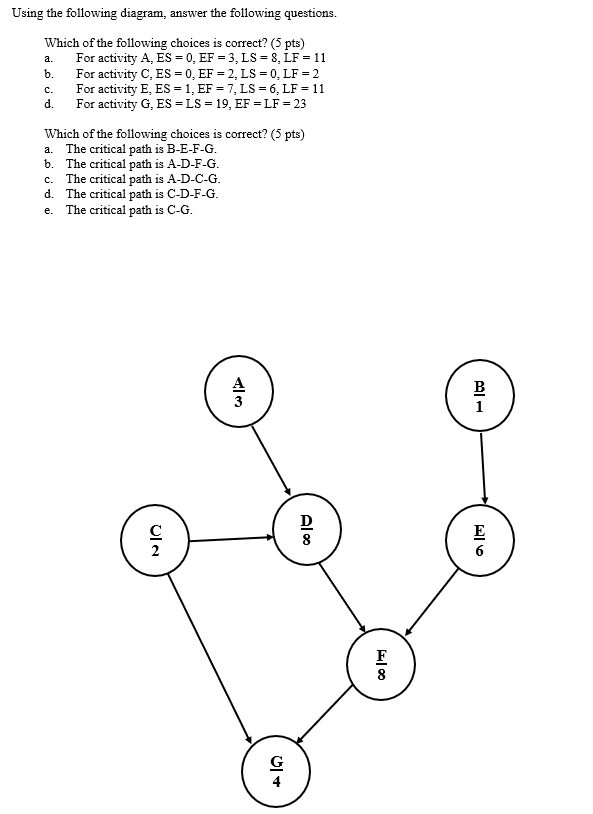 Using the following table answer the following