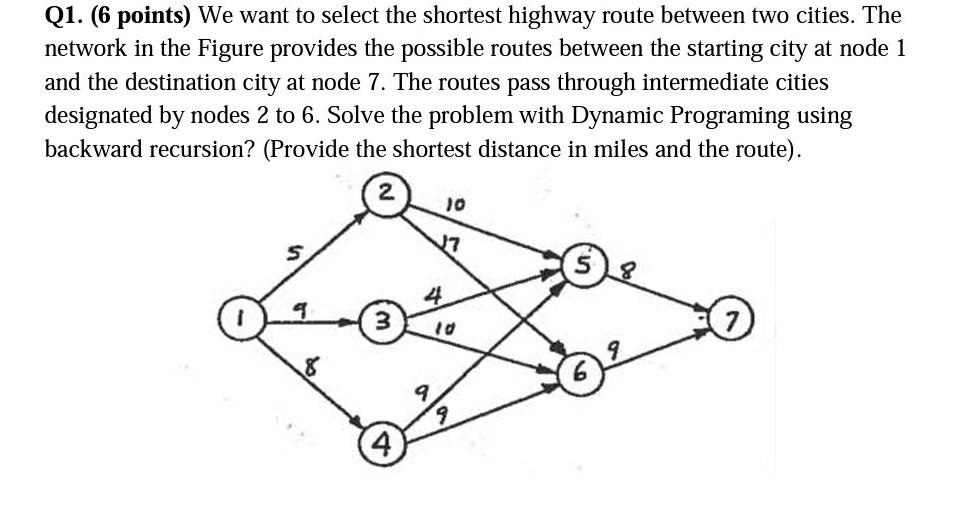 Q1. (6 points) We want to select the shortest