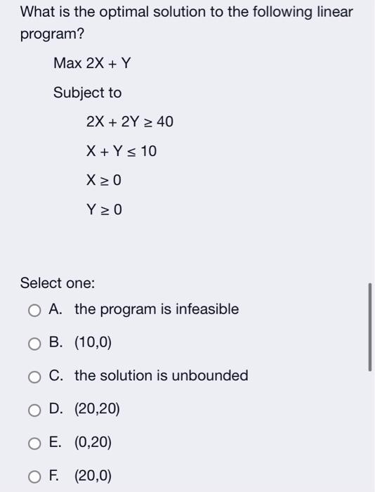 What is the optimal solution to the following
