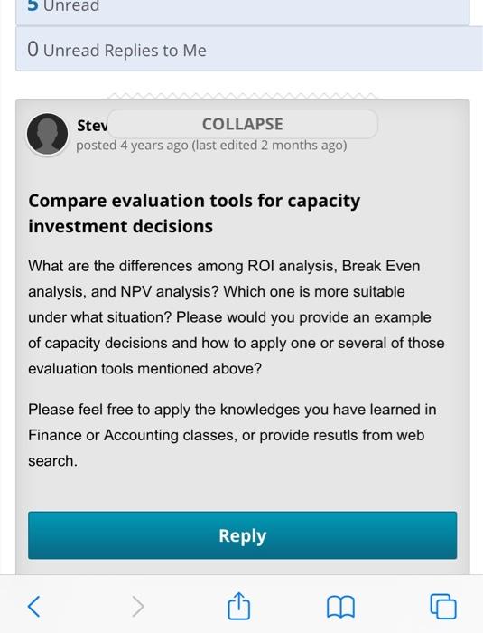 5 Unread O Unread Replies to Me Stev COLLAPSE