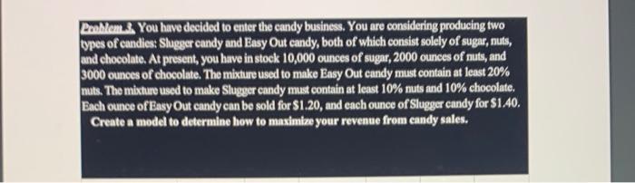 DonMem. You have decided to enter the candy