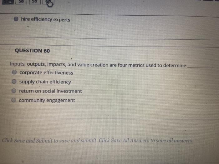 hire efficiency experts QUESTION 60 Inputs,