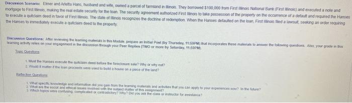 Discussion Scenario Elmer and Aletta Hans,