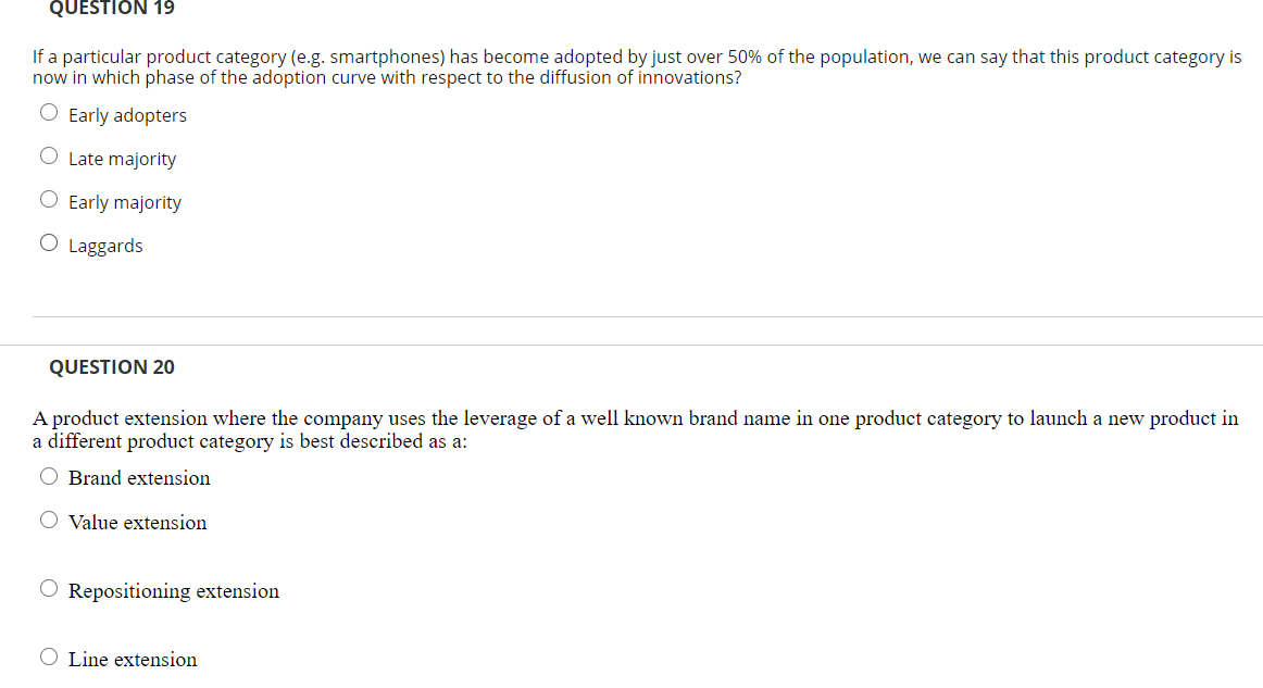 Marketing Questions QUESTION 19 If a particular