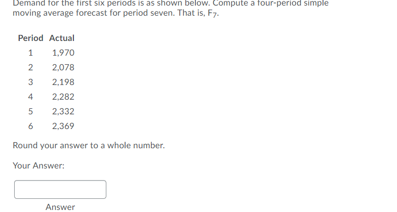 Demand for the first six periods is as shown