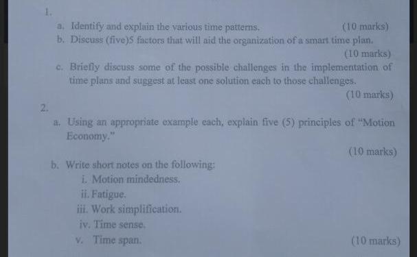 1. a. Identify and explain the various time