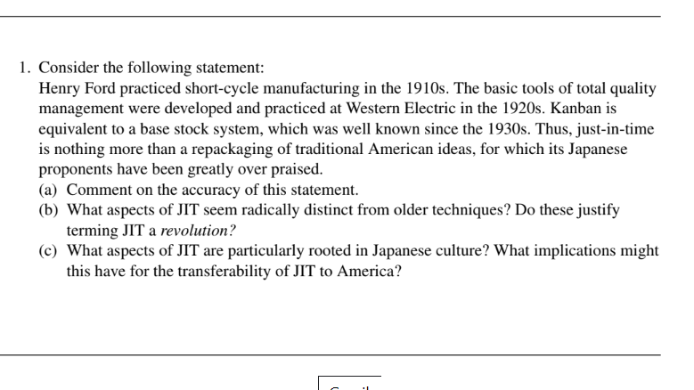 1. Consider the following statement: Henry Ford