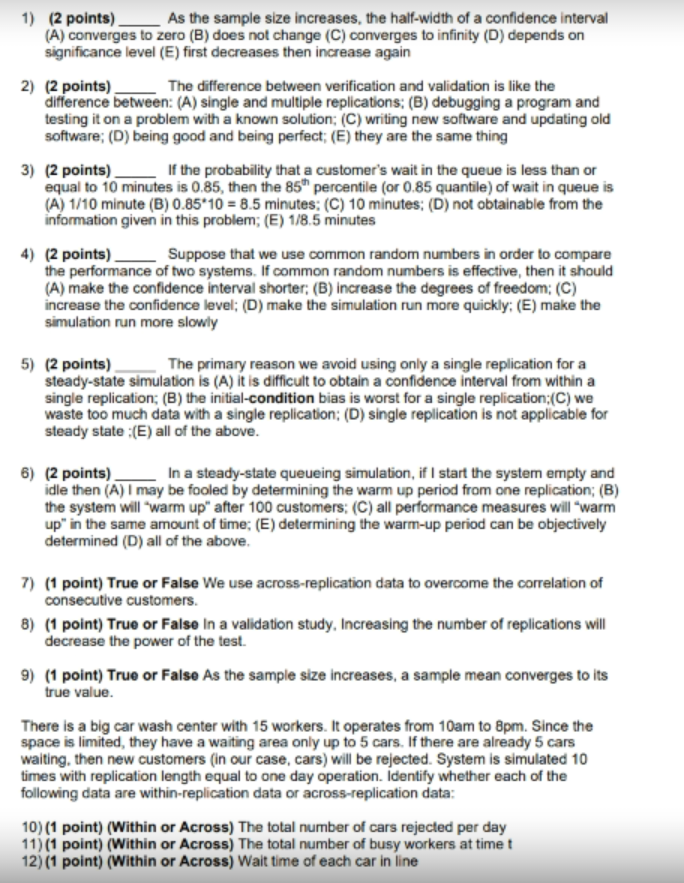 1) (2 points).As the sample size increases, the