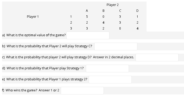 Player 2 A C Player 1 1 2 3 5 2 3 B 0 4 2 3 3 0 1