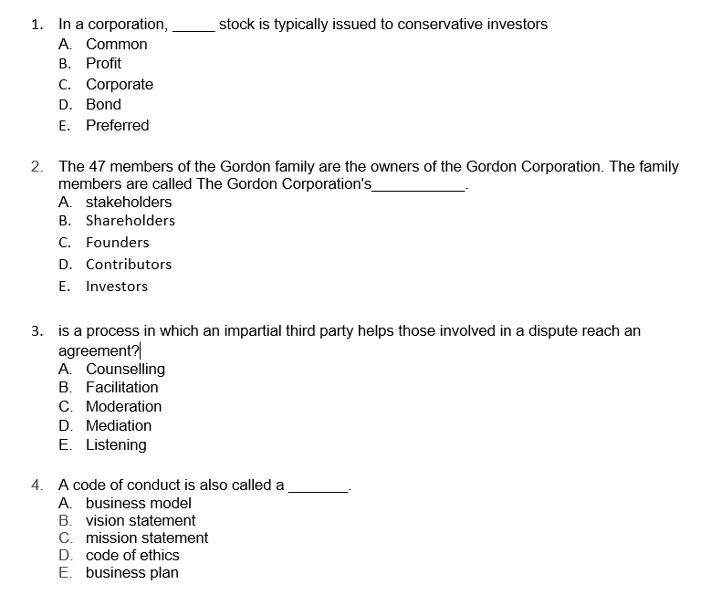 PLEASE ANSWER THIS 4 QUESTION stock is typically