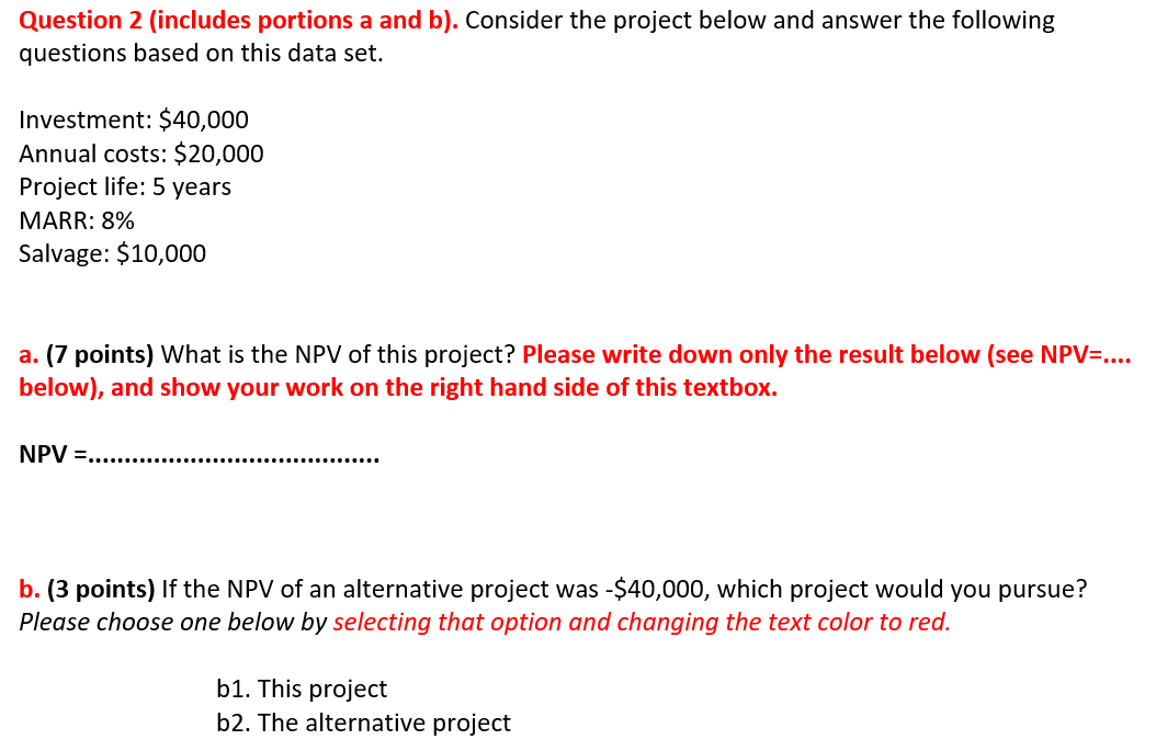 Question 2 (includes portions a and b). Consider