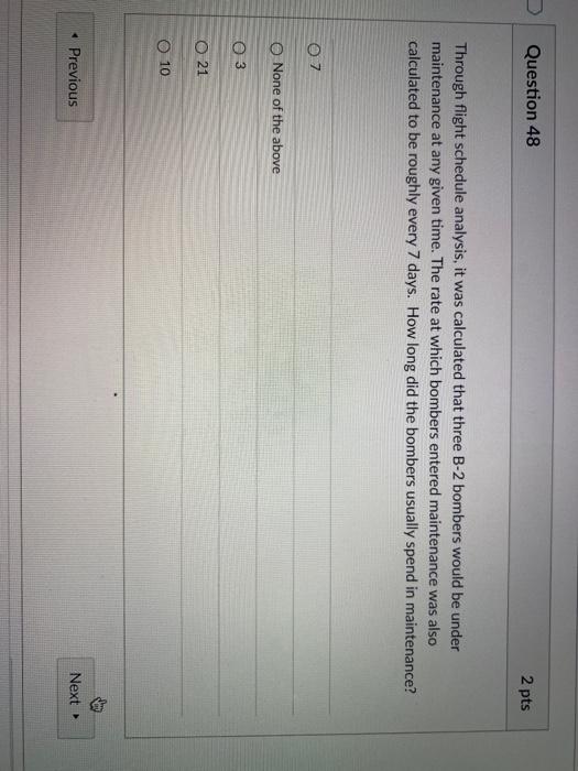 Question 48 2 pts Through flight schedule