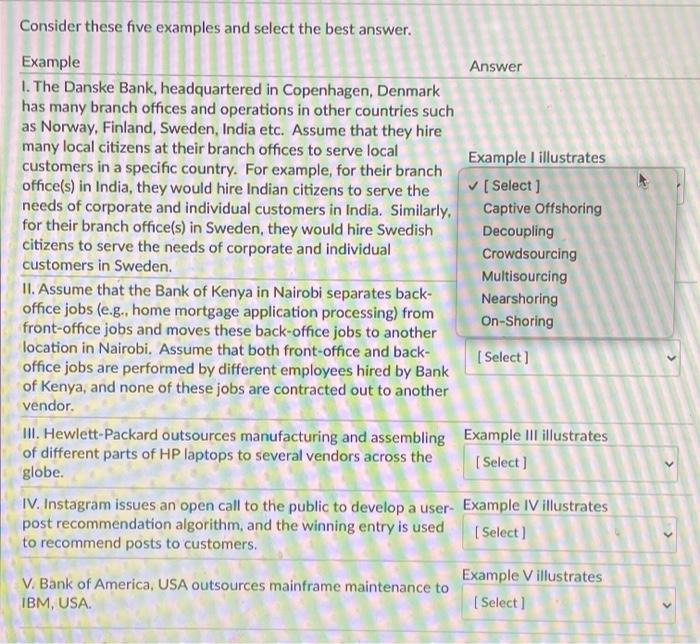 Select only one choice. Select the best choice.