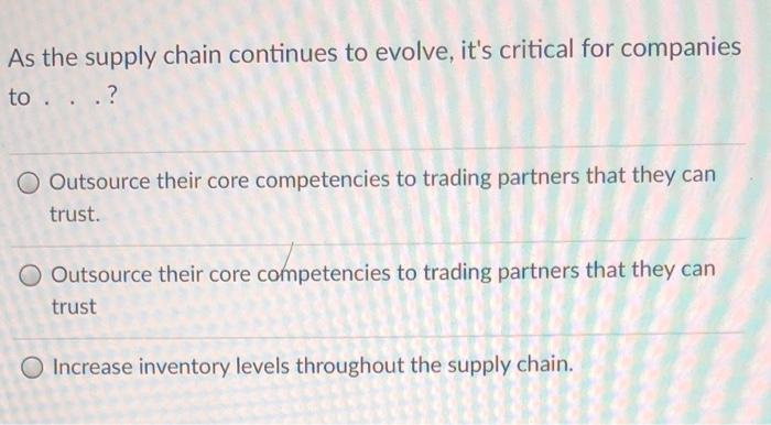 As the supply chain continues to evolve, it's