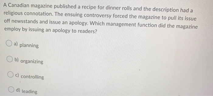 A Canadian magazine published a recipe for dinner