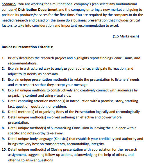 Scenario: You are working for a multinational