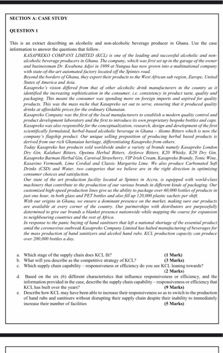 SECTION A: CASE STUDY QUESTION This is an extract