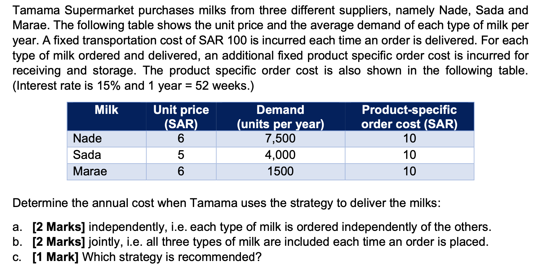 Tamama Supermarket purchases milks from three