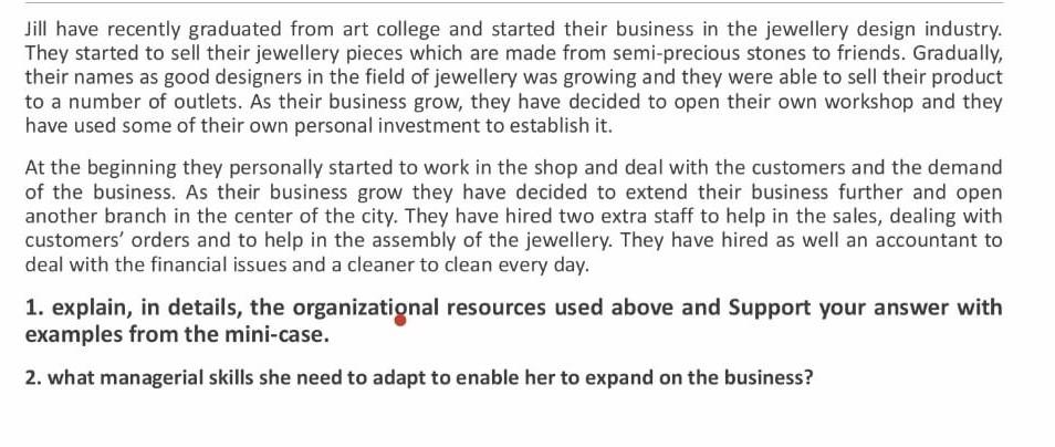 Jill have recently graduated from art college and