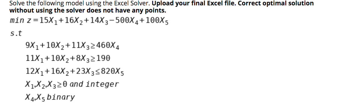 Please Upload Excel File + Solve the following