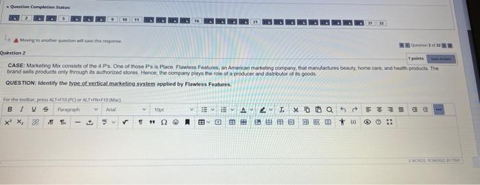 Question Completion Status & Moving to anather