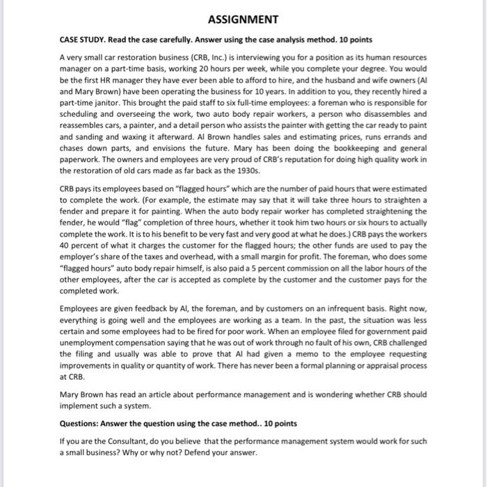 HR managment please answer ASSIGNMENT CASE STUDY.