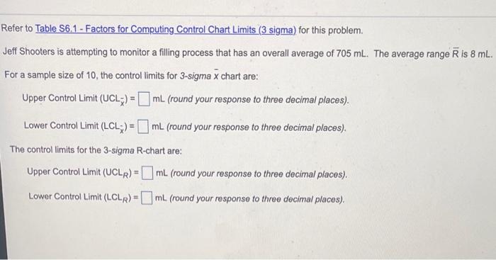 Refer to Table 56.1 - Factors for Computing