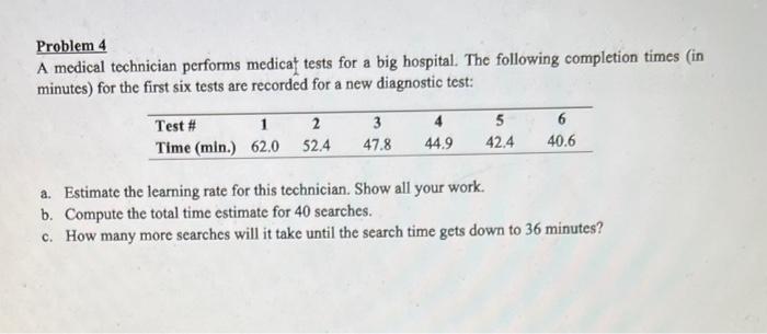 Problem 4 A medical technician performs medicat