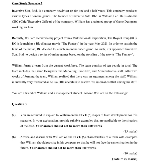 Case Study Scenario 3 Inventive Sdn. Bhd. is a