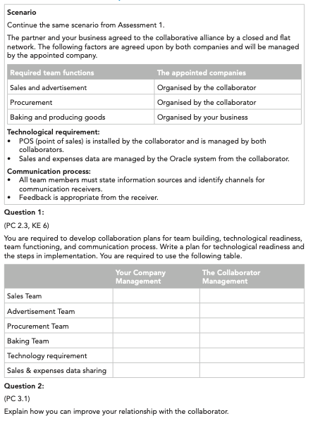 Scenario Continue the same scenario from