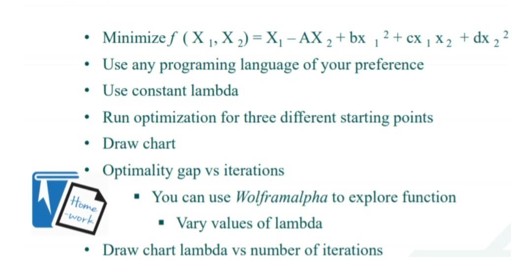 Homework is about Unconstrained optimization.