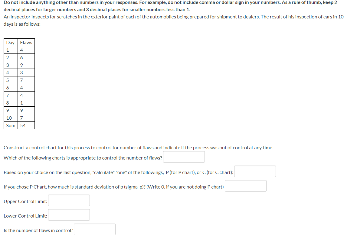 Do not include anything other than numbers in