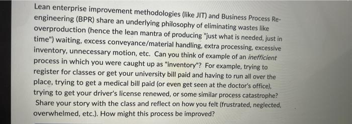 in your own words,not plagiralism Lean enterprise