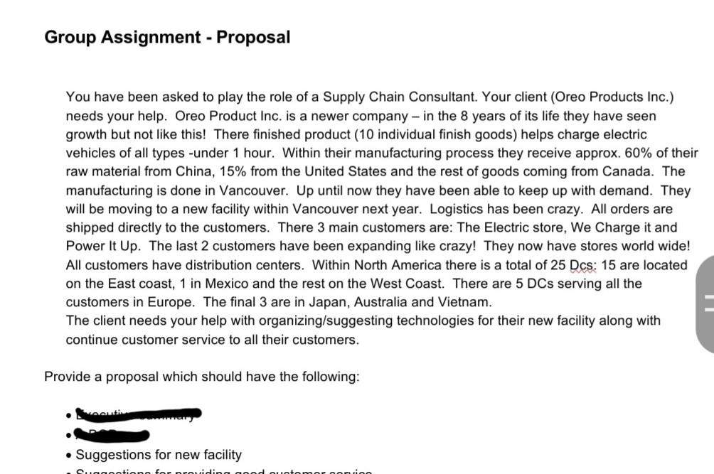 Group Assignment - Proposal You have been asked