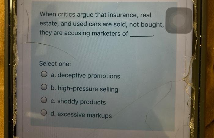 When critics argue that insurance, real estate,