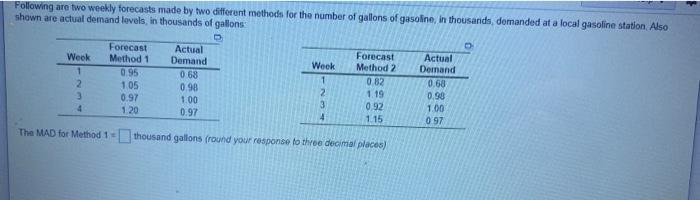 I need all answers mine are wrong! The MAD for