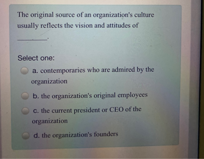 The original source of an organization's culture